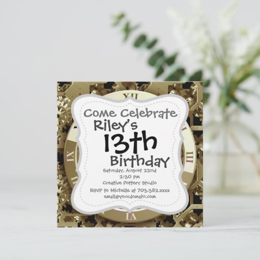 Golden Clocks en tandwielen Steampunk Mechanical G Kaart (Staand voorkant)