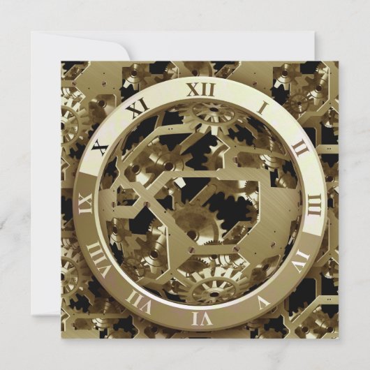 Golden Clocks en tandwielen Steampunk Mechanical G Kaart (Achterkant)