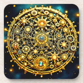 Golden Clockwork Celestial Art Bier Onderzetter (Voorkant)