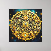 Golden Clockwork Celestial Art Canvas Afdruk (Voorkant)