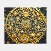 Golden Clockwork Celestial Art Fleece Deken (Voorkant (Horizontaal))