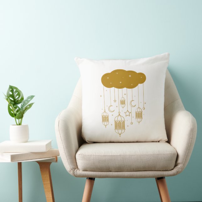 Golden Cloud & Lanterns Ramadan Pillow Kussen (Stoel)