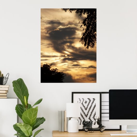Golden Clouded Sunrise Poster (Thuiskantoor)