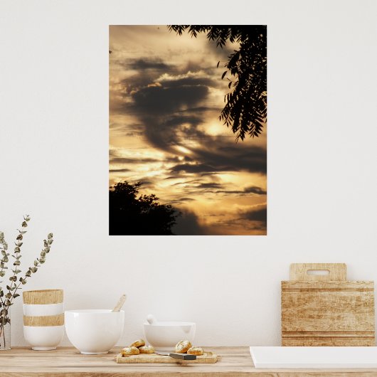 Golden Clouded Sunrise Poster (Keuken)