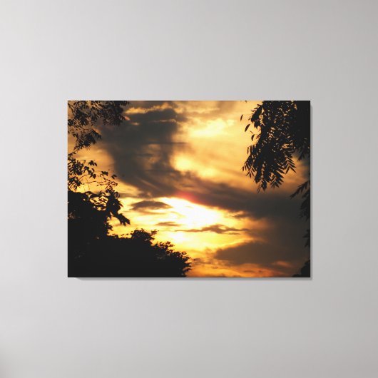 Golden Clouded Sunrise Wrapped Canvas Print (Voorkant)