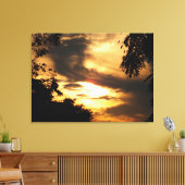 Golden Clouded Sunrise Wrapped Canvas Print (Insitu (Woonkamer))