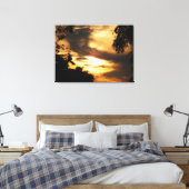 Golden Clouded Sunrise Wrapped Canvas Print (Insitu (Slaapkamer))