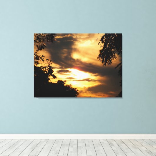 Golden Clouded Sunrise Wrapped Canvas Print (Insitu (Houten vloer))