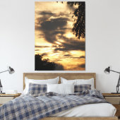 Golden Clouded Sunrise Wrapped Canvas Print (Insitu (Slaapkamer))