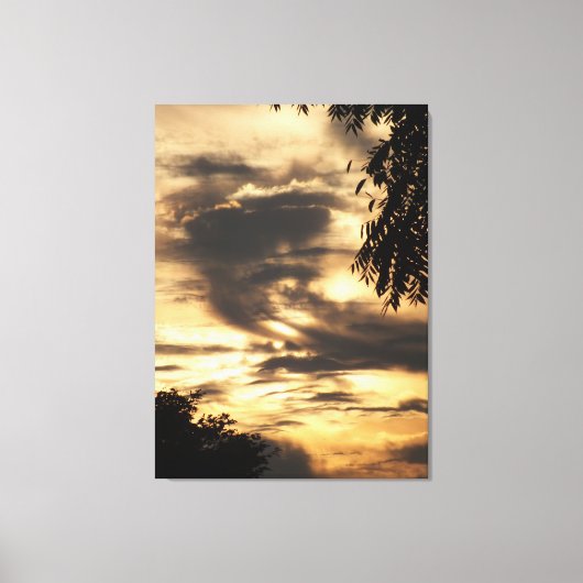 Golden Clouded Sunrise Wrapped Canvas Print (Voorkant)