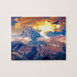 Golden Clouds, Mountain, Rugged Landscape Legpuzzel