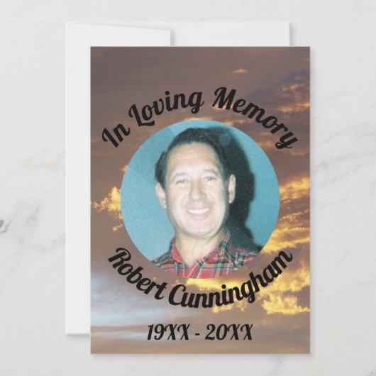 Golden Clouds Sunset Foto in Loving Memory Kaart (Voorkant)