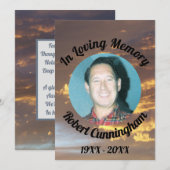 Golden Clouds Sunset Foto in Loving Memory Kaart (Voorkant / Achterkant)