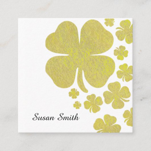 Golden Clover Shamrock Elegant Jewelry Display Vierkante Visitekaartje (Voorkant)