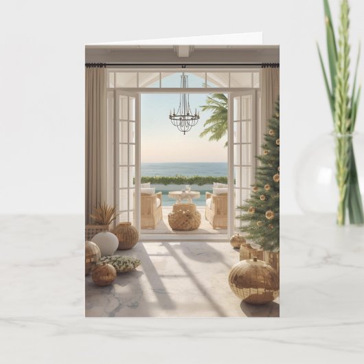 Golden Coastal Christmas Kaart (Voorkant)