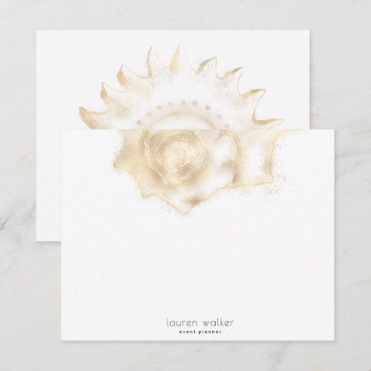 Golden Coastal Elegant Monogram Notitiekaartje (Voorkant / Achterkant)