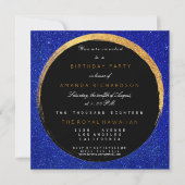 Golden Cobalt Glitter Geometric Vip Birthday Party Kaart (Voorkant)