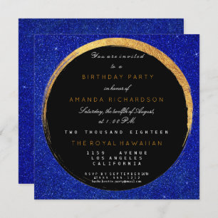 Golden Cobalt Glitter Geometric Vip Birthday Party Kaart