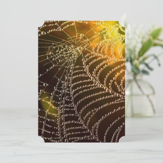 Golden Cobweb Halloween Wedding Uitnodiging (Staand voorkant)