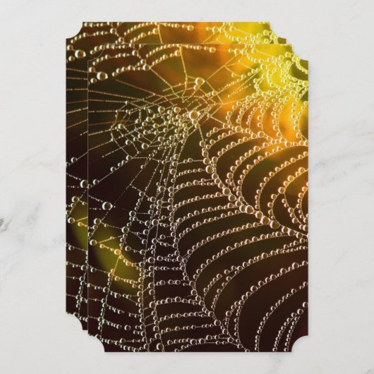 Golden Cobweb Halloween Wedding Uitnodiging (Voorkant / Achterkant)