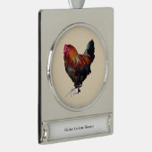 Golden Cockerel Rooster ornament Verzilverd Banner Ornament (Rechts)
