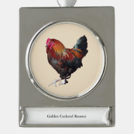 Golden Cockerel Rooster ornament Verzilverd Banner Ornament