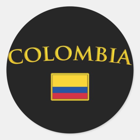 Golden Colombia Ronde Sticker (Voorkant)