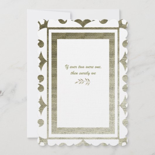 Golden Colonial Poetry Wedding Invitation Kaart (Voorkant)