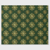 Golden Color 3D Snowflake DarkGreen Christmas Gift Cadeaupapier (Vlak)