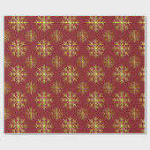 Golden Color 3D Snowflake Red Christmas Gift Cadeaupapier (Vlak)