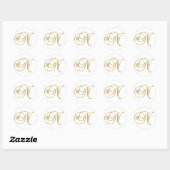 Golden Color Floral Monogram Letter N Ronde Sticker (Vel)