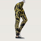 Golden Color Zebra Retro Animal Print Leggings (Rechts)