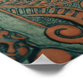 Golden comedy en tragedie maskers op gevlekt poster (Hoek)