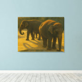 Golden Companions - Olifantentrio in warm licht Canvas Afdruk (Insitu (Houten vloer))
