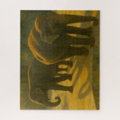 Golden Companions - Olifantentrio in warm licht Legpuzzel (Verticaal)