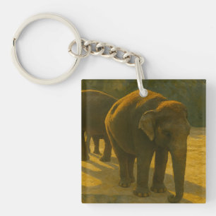 Golden Companions - Olifantentrio in warm licht Sleutelhanger