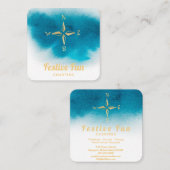*~* Golden Compass Beach Ocean White Blauwgroen Bl Vierkante Visitekaartje (Voorkant / Achterkant)