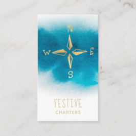 *~* Golden Compass Beach Ocean Zee White Blauwgroe Visitekaartje