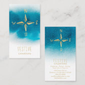 *~* Golden Compass Beach Ocean Zee White Blauwgroe Visitekaartje (Voorkant / Achterkant)