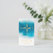 *~* Golden Compass Zee Beach Ocean White Blauwgroe Visitekaartje (Staand voorkant)