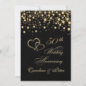 Golden confetti 50th Wedding Jubileum Invite Kaart (Voorkant)