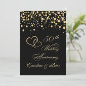 Golden confetti 50th Wedding Jubileum Invite Kaart (Staand voorkant)