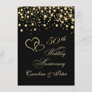 Golden confetti 50th Wedding Jubileum Invite Kaart