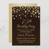 Golden confetti 75th Birthday Party Invitation Kaart (Voorkant / Achterkant)