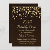 Golden confetti 75th Birthday Party Invitation Kaart (Voorkant / Achterkant)