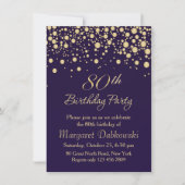 Golden confetti 80th Birthday Party Invitation Kaart (Voorkant)