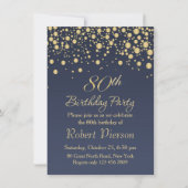 Golden confetti 80th Birthday Party Invitation Kaart (Voorkant)