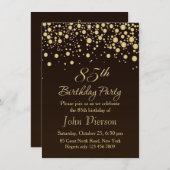 Golden confetti 85th Birthday Party Invitation Kaart (Voorkant / Achterkant)