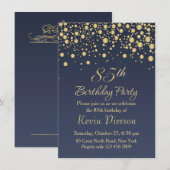 Golden confetti 85th Birthday Party Invitation Kaart (Voorkant / Achterkant)