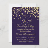 Golden confetti 90th Birthday Party Invitation Kaart (Voorkant)